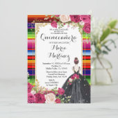 Red Roses Flowers Quinceañera Birthday Uitnodiging (Staand voorkant)