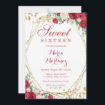Red Roses Flowers Sweet 16th Birthday Invitation Kaart<br><div class="desc">Red Roses Flowers Sweet 16th Birthday Invitation</div>