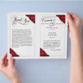 Red Roses Foldable Wedding Ceremony Program Flyer (Hand)