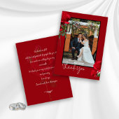 Red Roses Fotobruiloft Bedankt Bericht Kaarten