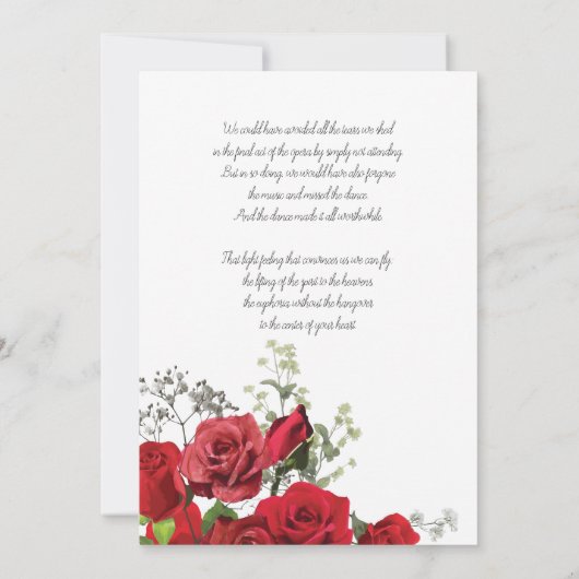 Red Roses Funeral Announcement Uitnodiging (Achterkant)
