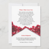 Red Roses Funeral Memorial Card Kaart (Achterkant)