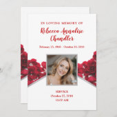 Red Roses Funeral Memorial Card Kaart (Voorkant / Achterkant)