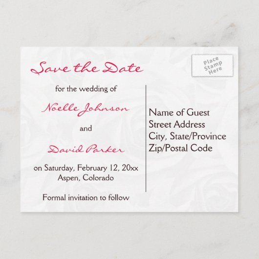 Red Roses Galore Save the Date Kaart (Achterkant)