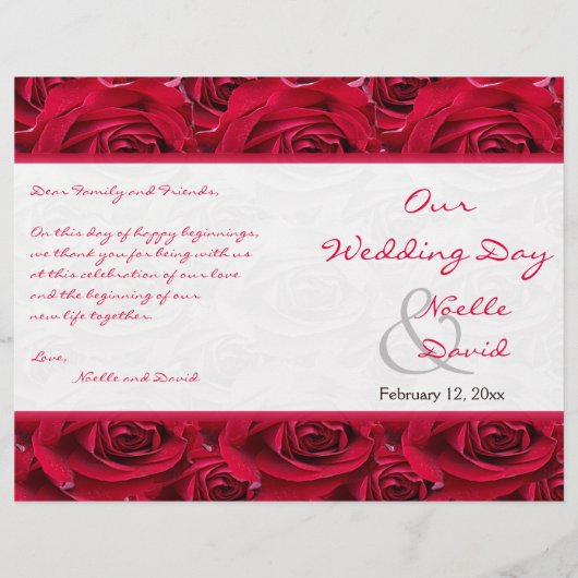 Red Roses Galore Wedding Programme (Voorkant)