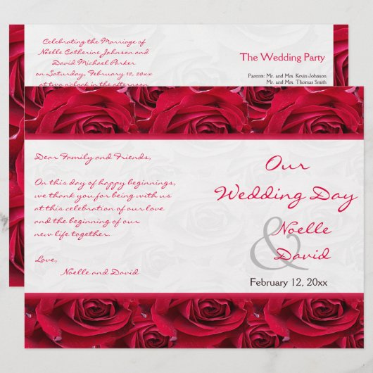 Red Roses Galore Wedding Programme (Voorkant / Achterkant)