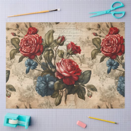 Red Roses  Geïnspireerd Decoupage Tissuepapier (Craft)