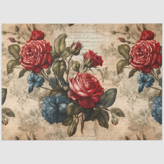 Red Roses  Geïnspireerd Decoupage Tissuepapier (Voorkant)