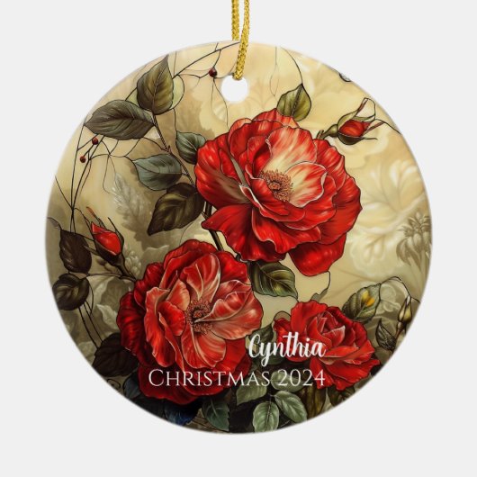 Red Roses gepersonaliseerd Ornament (Voorkant)