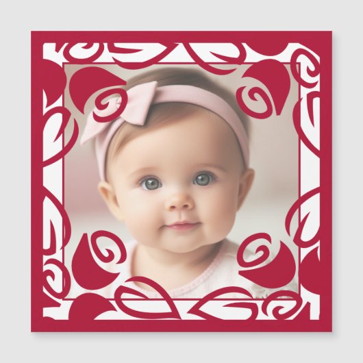 Red Roses gepersonaliseerde Baby foto magnetische  (Voorkant)