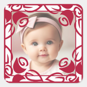 Red Roses gepersonaliseerde foto vierkante Sticker