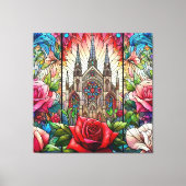 Red Roses Glas in lood ontwerp Canvas Afdruk (Voorkant)