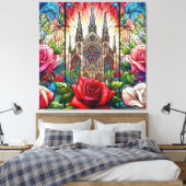 Red Roses Glas in lood ontwerp Canvas Afdruk (Insitu (Slaapkamer))