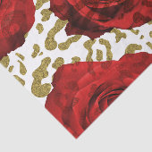 Red Roses Gold Cheetah Leopard Animal Print Party Tissuepapier (Detail)