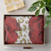 Red Roses Gold Cheetah Leopard Animal Print Party Tissuepapier (Geschenk)
