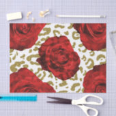 Red Roses Gold Cheetah Leopard Animal Print Party Tissuepapier (Craft)