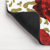 Red Roses Gold Cheetah Leopard Glam Animal Print Muismat (Hoek)