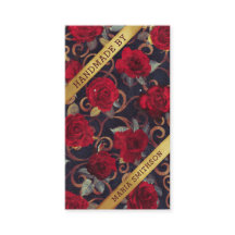 Red Roses Gold Damask QR-code die Display Kaart ve