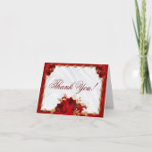 Red Roses Gold Floral Weddenschap Hartelijk dank Bedankkaart (Voorkant)