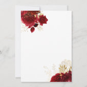 Red Roses Gold Leaf Quinceanera Party Kaart (Achterkant)