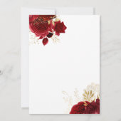 Red Roses Gold Leaf Quinceanera Party Uitnodiging (Achterkant)