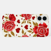 Red Roses & Gold Leaves iPhone Hoesje (Achterkant horizontaal)