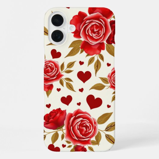 Red Roses & Gold Leaves iPhone Hoesje (Achterkant)