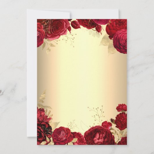 Red Roses Gold Quinceanera Kaart (Achterkant)