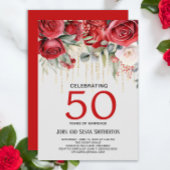 Red Roses Gold String Lichten 50e Jubileum Kaart