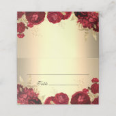 Red Roses Gold Table Number Plaatskaartje (Buitenkant ongevouwen)