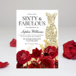 Red Roses Golden Gown Dress 60th Birthday Party Kaart<br><div class="desc">Red Roses Golden Gown Dress 60th Birthday Party Invitation Bekijk collectie in Niche en Nest Store Veel bedankt</div>