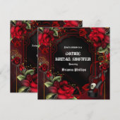 Red Roses Gothic Glam Elegant Party Invitation Kaart (Voorkant / Achterkant)