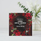 Red Roses Gothic Glam Elegant Party Invitation Kaart (Staand voorkant)