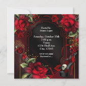 Red Roses Gothic Glam Elegant Party Invitation Kaart (Achterkant)