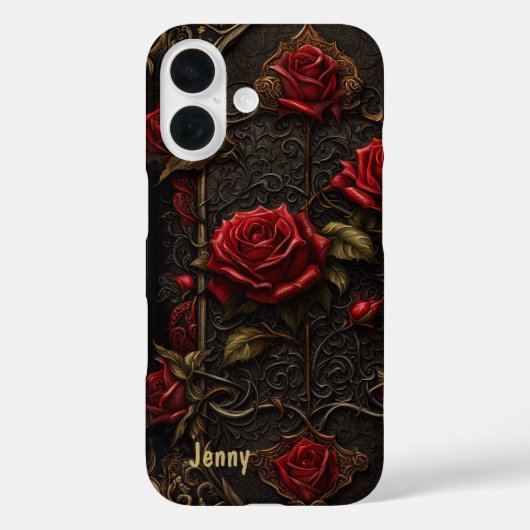 Red Roses Gothic Gothic Look iPhone Case Hoesje (Achterkant)