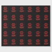 Red Roses Gothic Skull Wicca Gothic Flowers Cadeaupapier (Vlak)