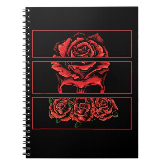 Red Roses Gothic Skull Wicca Gothic Flowers Notitieboek (Voorkant)