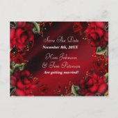 Red Roses Gothic Wedding Briefkaart Bewaar de datu (Voorkant)