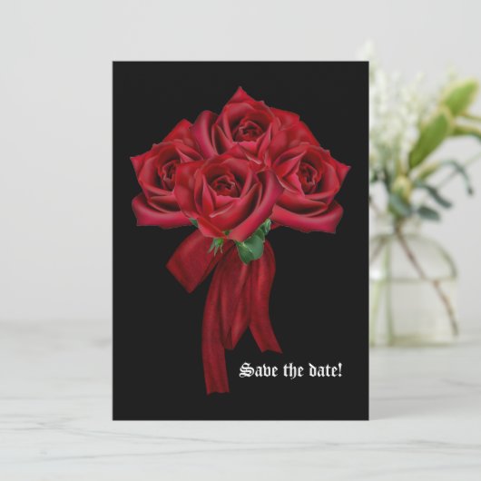 Red Roses Gothic Wedding Invitation Save The Date (Staand voorkant)