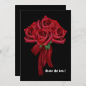Red Roses Gothic Wedding Invitation Save The Date (Voorkant / Achterkant)