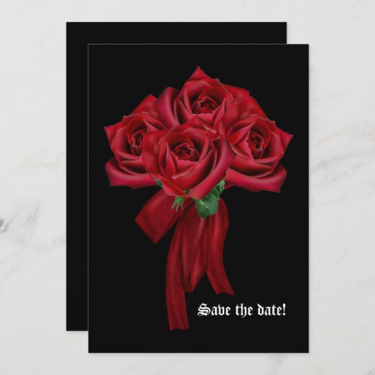 Red Roses Gothic Wedding Invitation Save The Date (Voorkant / Achterkant)