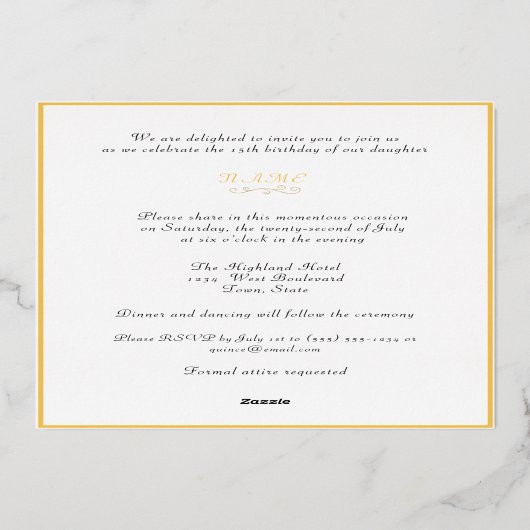 Red Roses Goud Lijst Quinceañera Folie Uitnodiging (Achterkant)