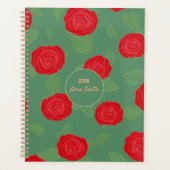 Red Roses_Green Bladeren Bloempatroon Script Planner (Voorkant)