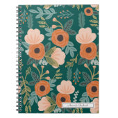 Red Roses Green Whimsical Pattern Notitieboek (Voorkant)