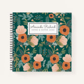 Red Roses Green Whimsical Pattern Notitieboek (Voorkant)