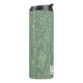 Red Roses Green Whimsical Pattern Thermal Tumbler Thermosbeker (Gedraaid links)