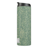 Red Roses Green Whimsical Pattern Thermal Tumbler Thermosbeker (Geroteerd rechts)