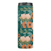 Red Roses Green Whimsical Pattern Thermal Tumbler Thermosbeker (Achterkant)