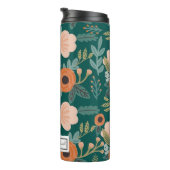 Red Roses Green Whimsical Pattern Thermal Tumbler Thermosbeker (Geroteerd rechts)
