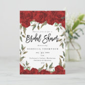 Red Roses & Greenery Boho Modern vrijgezellenfeest Kaart (Staand voorkant)
